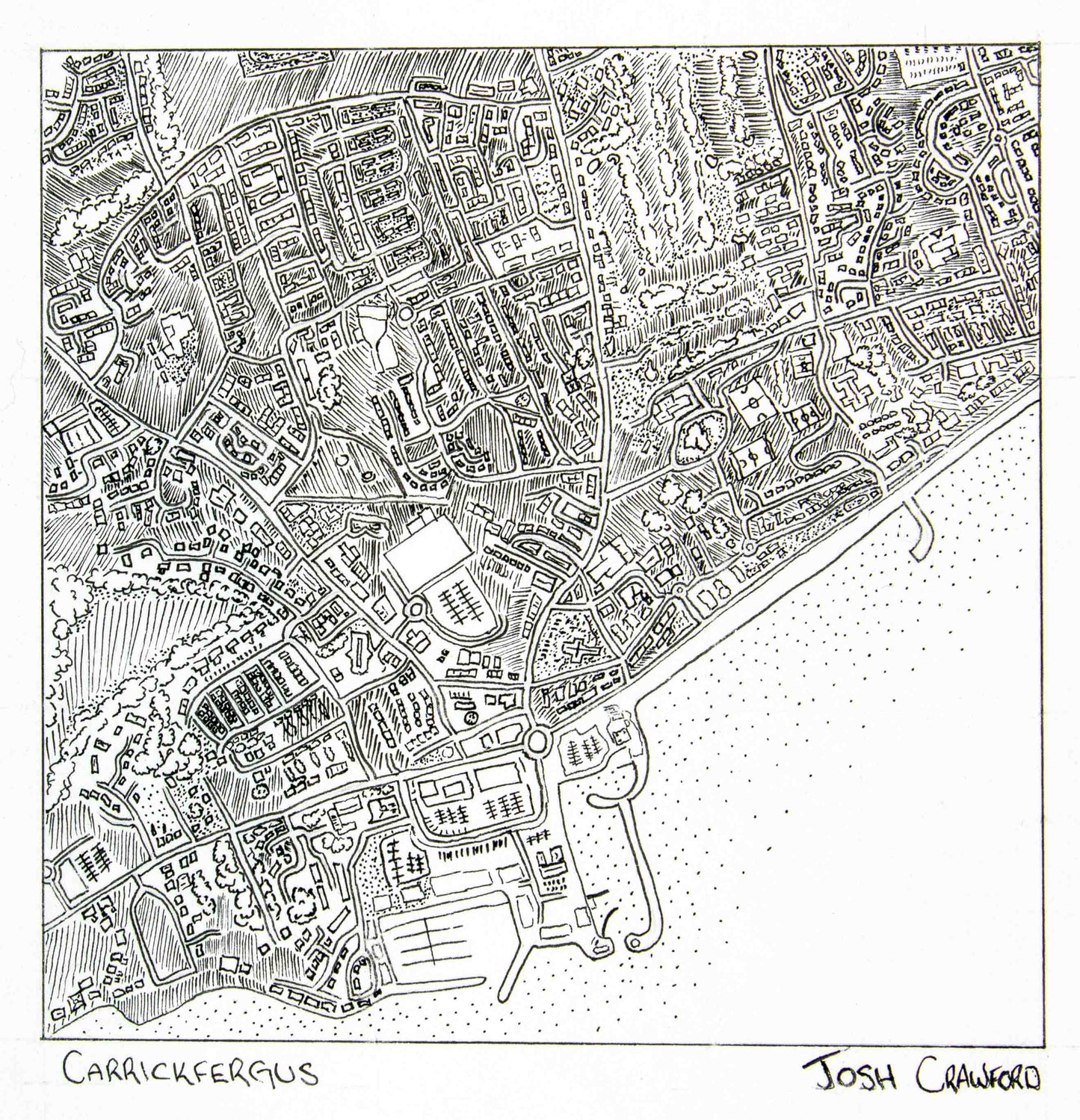 Hand Drawn Map of Carrickfergus