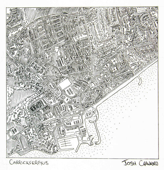 Hand Drawn Map of Carrickfergus