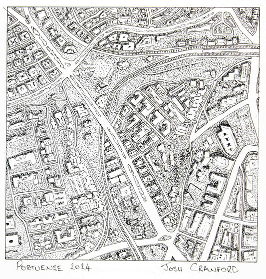 Hand Drawn Map of Portuense, Rome